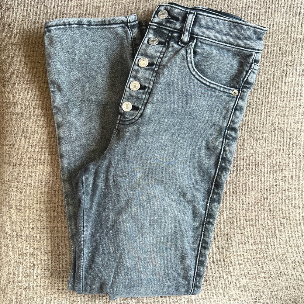 EXPRESS Super High Rise Denim Button Fly Slim Jeans
